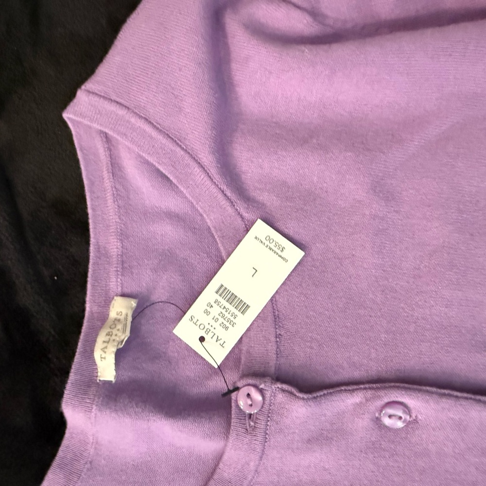Talbots Purple Button-Up Sweater - Picture 2 of 2